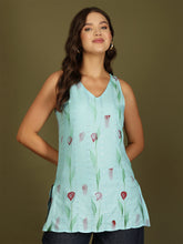 Hand Painted V-Neck Sequinned Straight Kurti by Akimia
