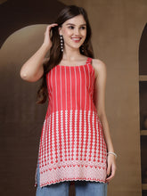 Coral Embroidered Shoulder Straps Kurti