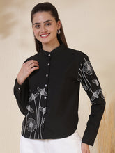 Floral Embroidered Solid Casual Shirt