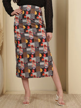 Printed Straight Midi Skirt