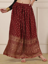 Ethnic Printed Flared Maxi Skirt