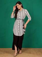 Mandarin Collar Striped Sheer Tunic