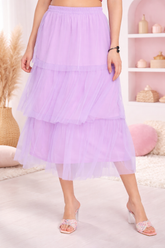 Layered Midi Net Skirt