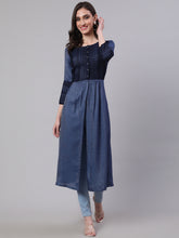 Blue Shimmer Tunic With Lace Inserts