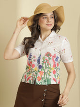 Premium Floral Blossom Schiffli Embroidered Crop Shirt