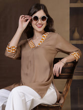 V-Neck Thread Work High Low Kurti