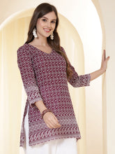 Embroidered V-Neck Chikankari Kurti