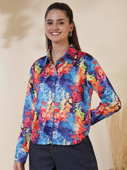 Floral Printed Spread Collar Casual Shirt