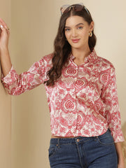 Smart Printed Casual Shirt Cream