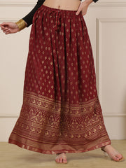 Ethnic Printed Flared Maxi Skirt