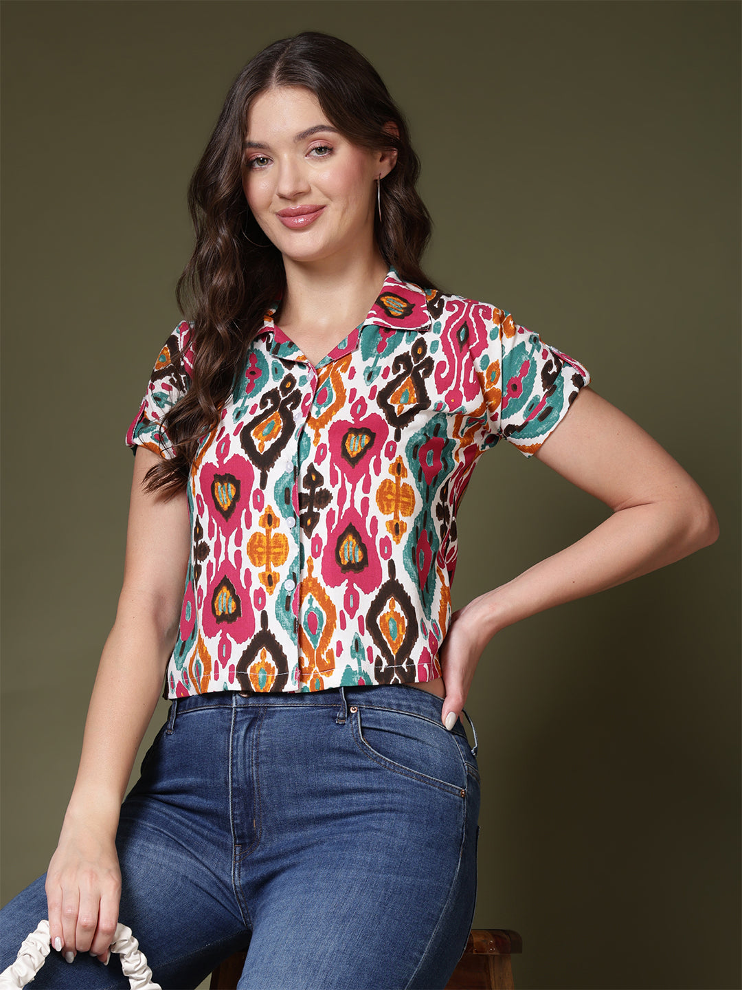 Aztic Print Shirt Style Top