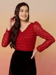 Textured V-Neck Top