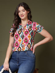 Aztic Print Shirt Style Top