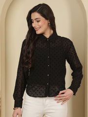 Polka Dot Sheer Casual Shirt
