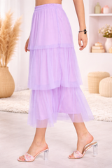 Layered Midi Net Skirt