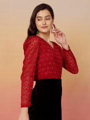 Textured V-Neck Top