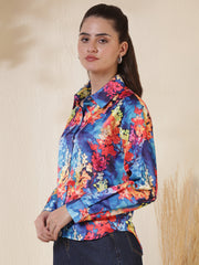 Floral Printed Spread Collar Casual Shirt