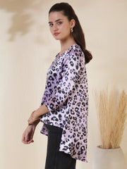 Animal Printed Satin High-Low Top