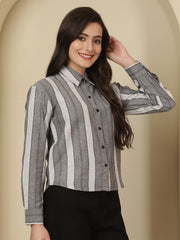 Striped Spread Collar Handloom Shirt
