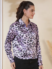Animal Printed Spread Collar Casual Shirt