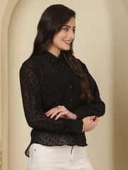 Polka Dot Sheer Casual Shirt