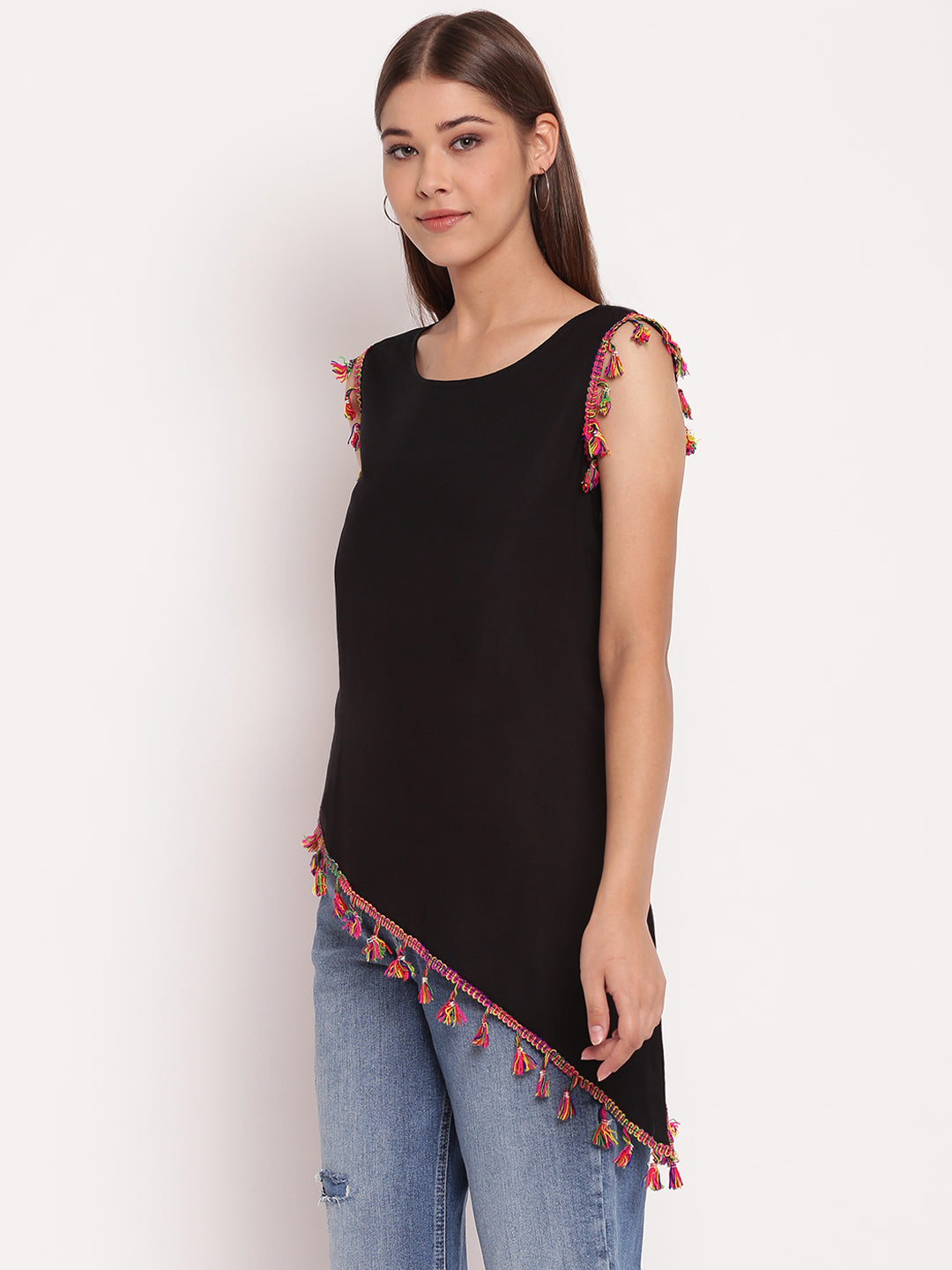 Sleeveless Asymmetric Hem Top