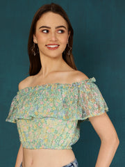 Floral Printed Off-Shoulder Crop Top