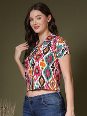 Aztic Print Shirt Style Top