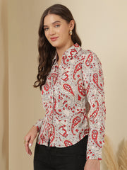 Smart Printed Spread Coller Slim Fit Shirt