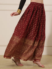 Ethnic Printed Flared Maxi Skirt