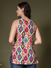 Ekat Print Vibrant Sleeveless Kurti (Multi)