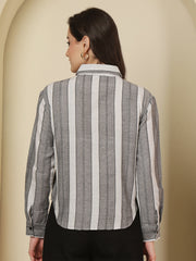 Striped Spread Collar Handloom Shirt