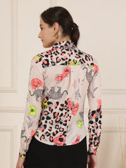 Smart Fit Animal Printed Spread Collar Casual Shirt
