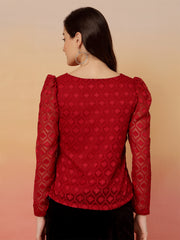 Textured V-Neck Top