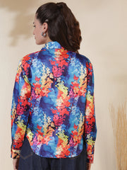 Floral Printed Spread Collar Casual Shirt