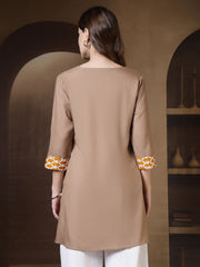 V-Neck Thread Work High Low Kurti