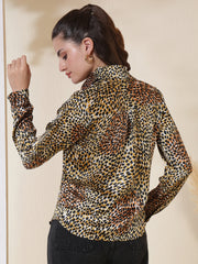Smart Fit Animal Printed Spread Collar Casual Shirt