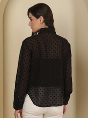 Polka Dot Sheer Casual Shirt