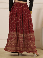 Ethnic Printed Flared Maxi Skirt