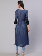 Blue Shimmer Tunic With Lace Inserts