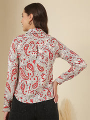 Smart Printed Spread Coller Slim Fit Shirt