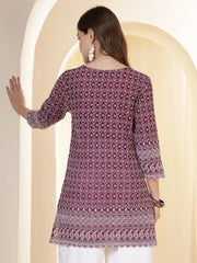 Embroidered V-Neck Chikankari Kurti