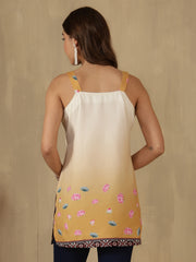 Mustard Digital Printed Shoulder Strap Kurti