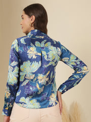 Smart Printed Casual Shirt Teal