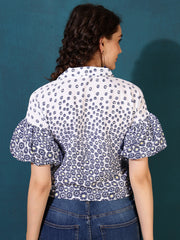 Floral Print Shirt Style Top