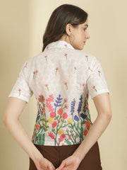 Premium Floral Blossom Schiffli Embroidered Crop Shirt