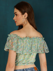 Floral Printed Off-Shoulder Crop Top