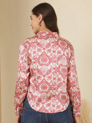 Smart Printed Casual Shirt Cream