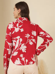Maroon Floral Casual Shirt