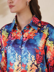 Floral Printed Spread Collar Casual Shirt